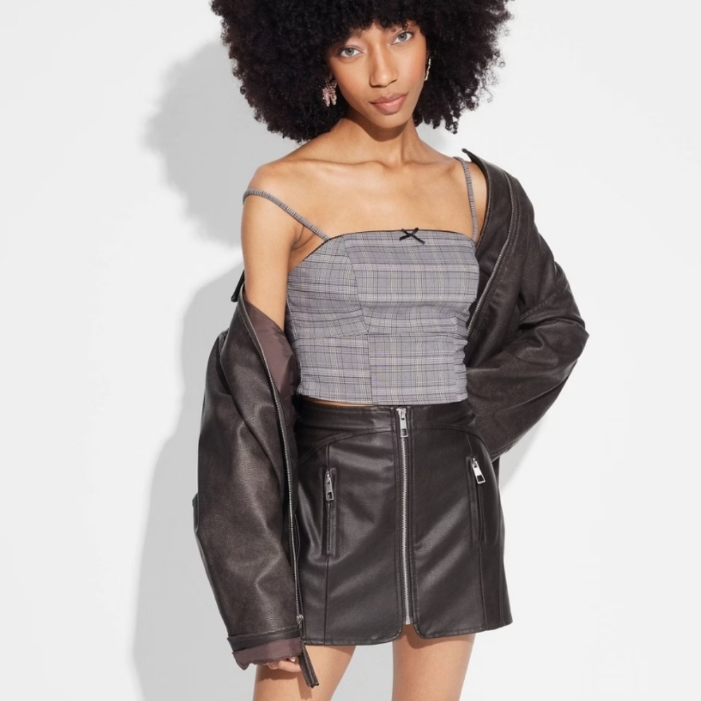 wild fable Black Faux Leather Mini Skirt